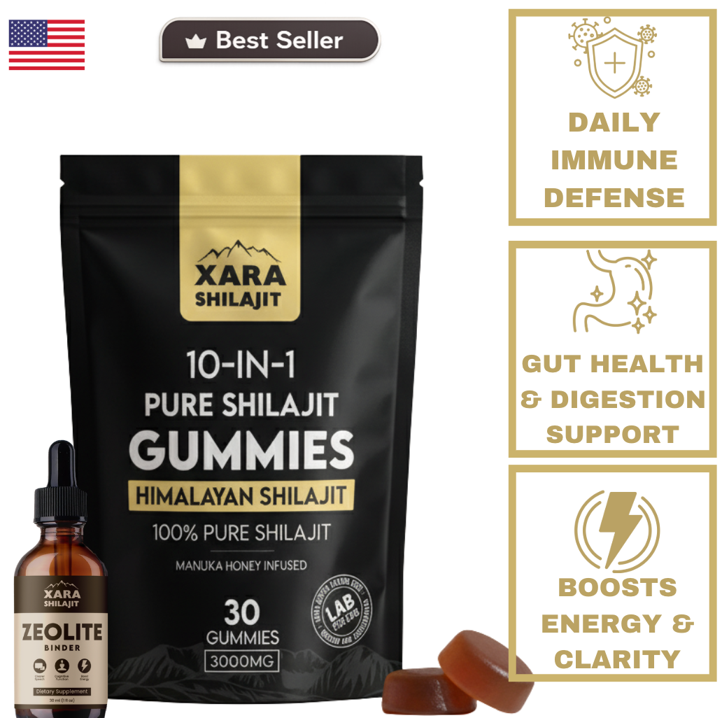 XARA SHILAJIT® 10 in 1 Alpha Gummies + Zeolite Binder Combo