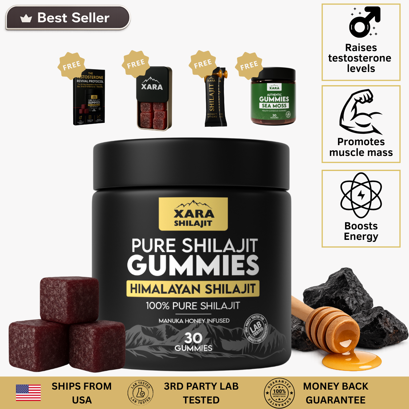 XARA SHILAJIT® Pure Shilajit Gummies With Gifts