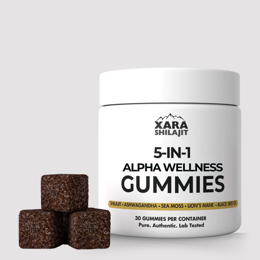 Xarashilajit® 5 in 1 Alpha wellness gummies for men and women